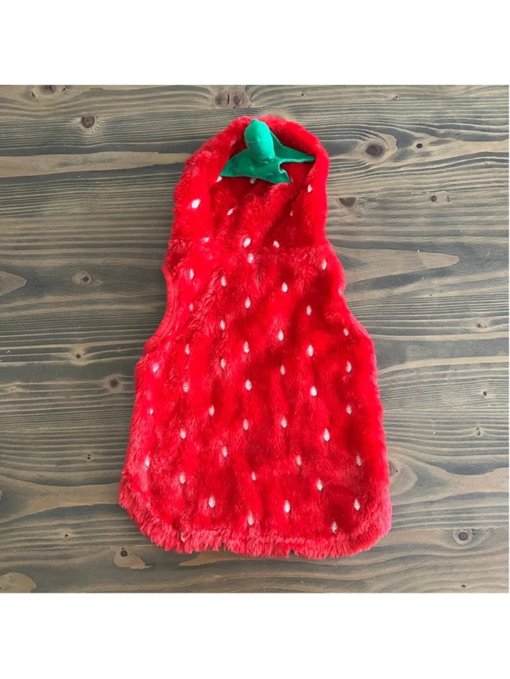 Strawberry Dog Costume Vest Pet Hoodie Size M Red Green